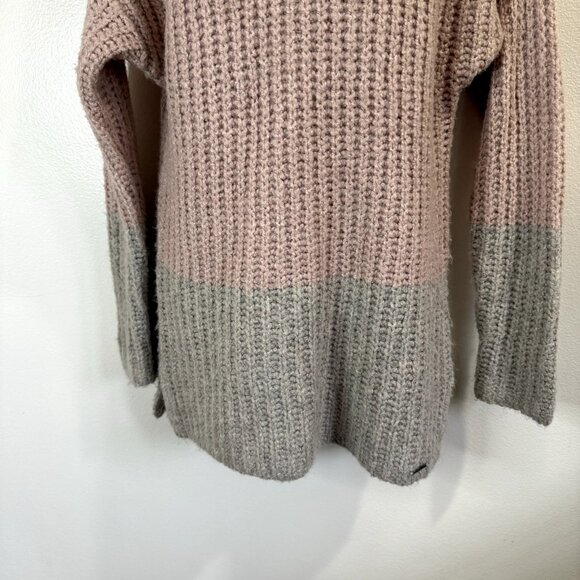 Abercrombie & Fitch Turtleneck Sweater Size Small S Chunky Knit Pink Gray Wool - Picture 3 of 10
